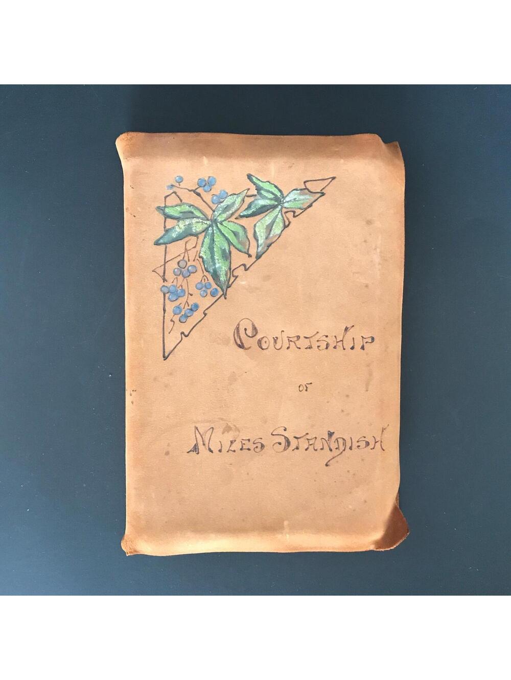 Antique Classic Book, The Courtship of Miles Standish, Longfellow, Suede Leather